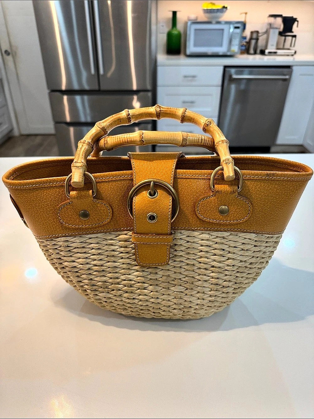 Miu Miu Woven Tote Bag in Brown & Cream vintage Y2K 🆕